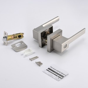 S7809 Hedendaagse vierkante privacydeurhendel voor slaapkamer of badkamer, sleutelloze lockset deurknoppen ingesteld in satijnnikkel