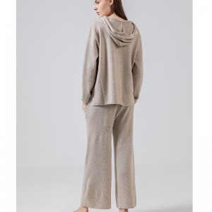 Fashionale, eenvoudig wollen trui, twee stukjes capuchon set 69056\\-felt35;