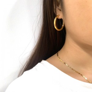 Roestvrijstalen mode vergulde massieve oorbellen/hoops