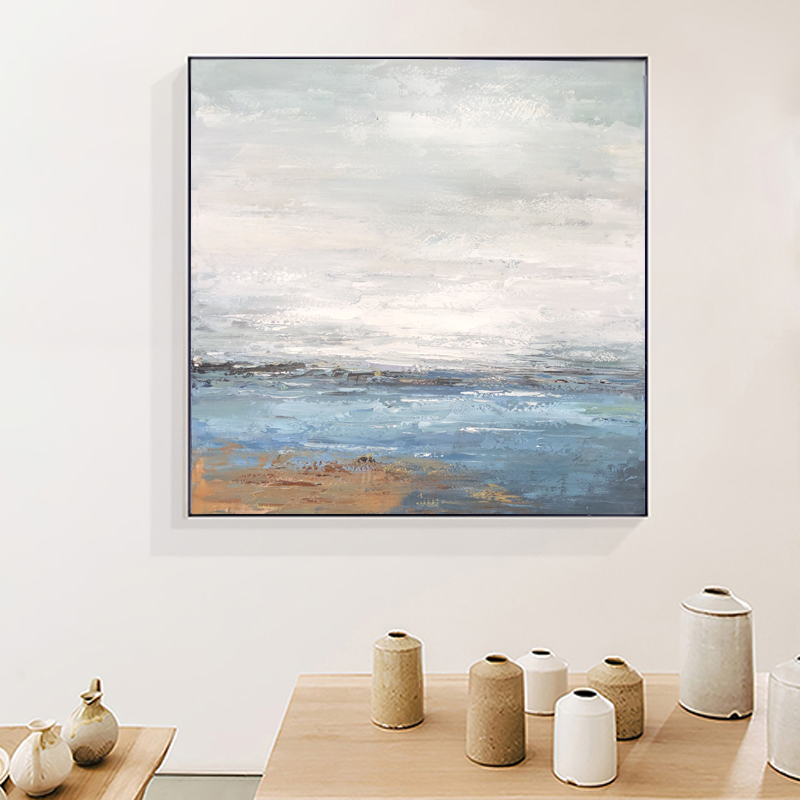 Zeegezicht puur handgemaakt abstracte kunstwerk ingelijste acryl schilderij wanddecoratie canvas olieverfschilderij voor woonkamer