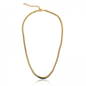 Roestvrijstalen vacuüm vergulde vierkante doos ketting