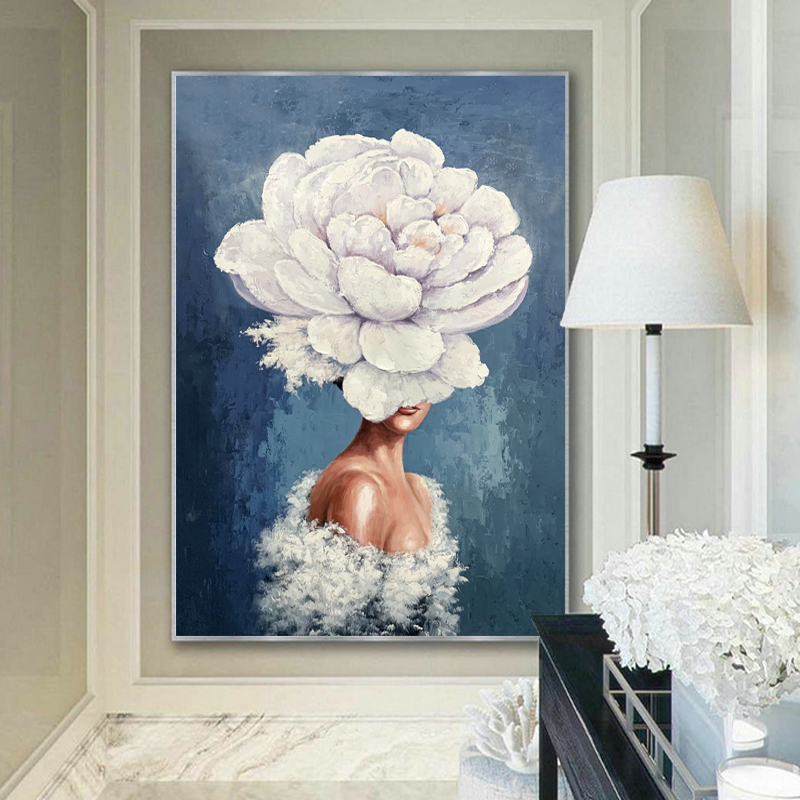 Woondecoratie handgeschilderde moderne abstracte kunst aan de muur bloemen figuur canvas olieverfschilderij voor woonkamer