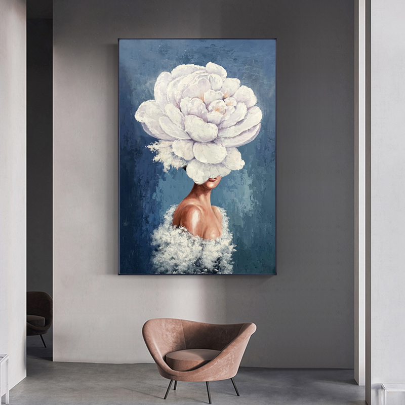 Woondecoratie handgeschilderde moderne abstracte kunst aan de muur bloemen figuur canvas olieverfschilderij voor woonkamer