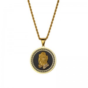 Hip-hop dubbel-palm ronde kaart ketting