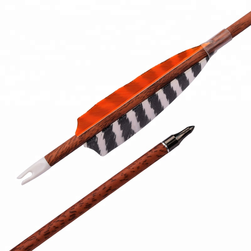 Elong Outdoor 120077 ID6.2mm SP400 Red Wood Carbon Pijl met Feather Boogschieten Schieten