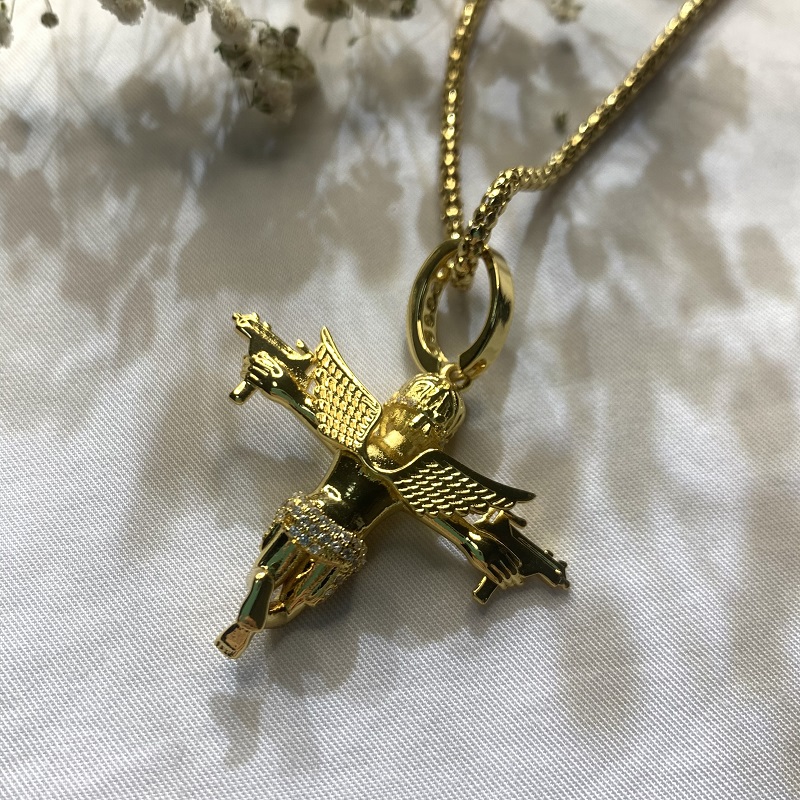 Uzi dubbele pistool angel hanger ketting