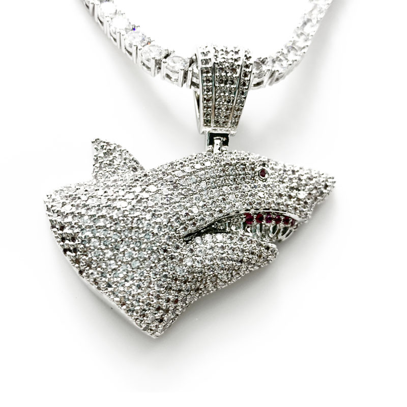 Hot Selling Fashion Luxe Sieraden Diamond Shark Hip Hop Ketting