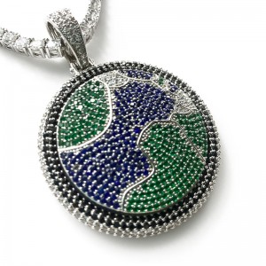 Nieuwe volledige zirkoon diamant roteerbare aarde hanger indian lange mobiele telefoon riem ketting