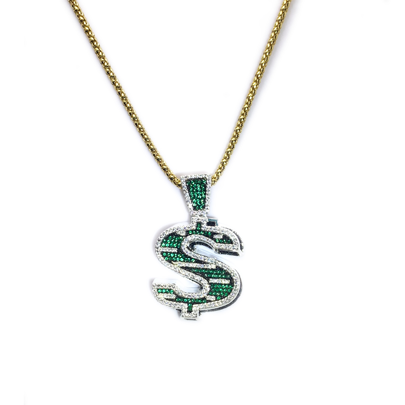 Hip-hop groen s dollar symbool hanger