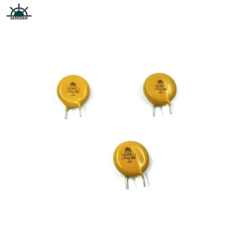 ODM lagere prijs Goede service, geel High Surge MOV 14mm HVR14D681K Zinkoxide Varistor voor LED-verlichting