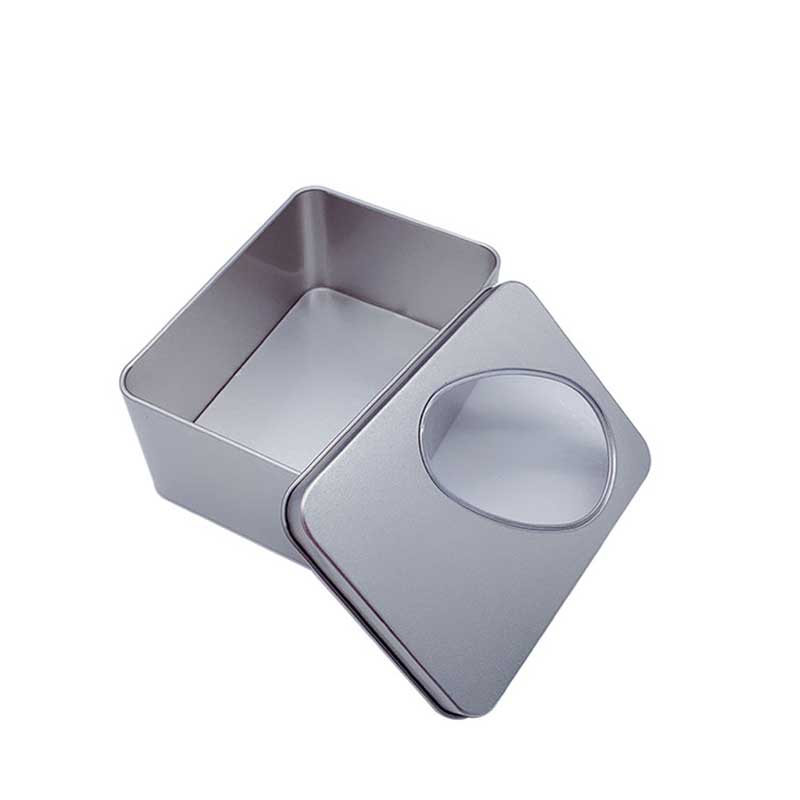 Venster vierkante metalen doos opslag tin doos 125 * 90 * 60 mm