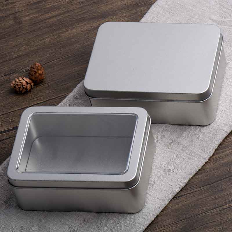 Zeep opslag metalen doos venster gift tin doos 125 * 90 * 48mm