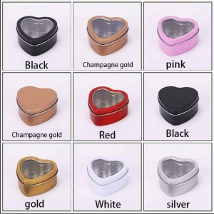 Frosted hart-vormige blikblikblik metalen blik 60 * 59 * 27mm