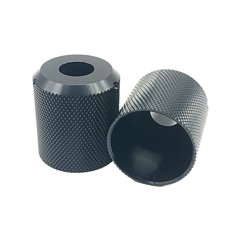 Knurled CNC Aluminium Machining Turning Frees Service Zwarte anodiserende onderdelen