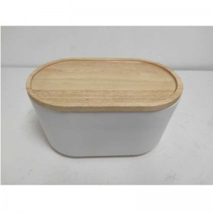 Groothandel lang met houten deksel met keramische steengoed opslag brood