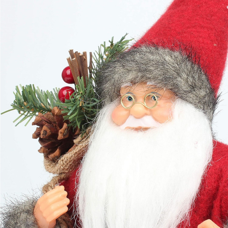 14 inch staande rode santa claus ornament decoratie beeldje met olielamp en dennenappel in tas Kerst vakantie festival