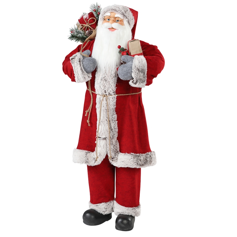 30 ~ 110 cm Kerst staande Santa Claus met Gift Bag Ornament Decoratie Festival Vakantie Beeldje Collectie Traditionele Kerstmis