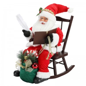 45 cm Santa Claus zittend op stoel schrijven en lezen boek decoratie beeldje collectie stof vakantie festival Custom item