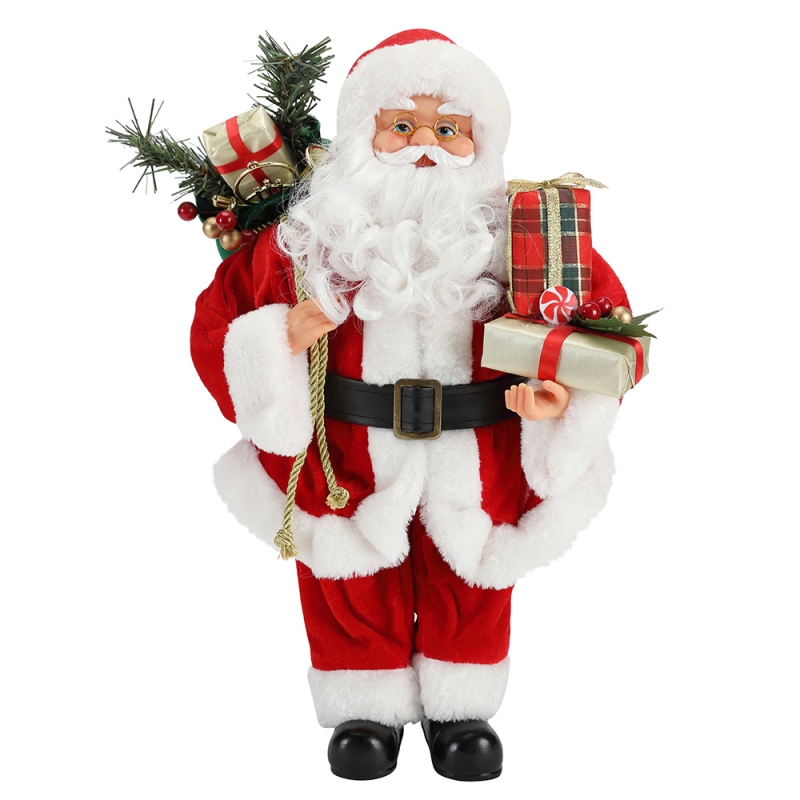 42 cm Kerstmis Standing Santa Claus Ornament Decoration Figurine Collection Stof Holiday Festival Xmas Pluche Custom Item