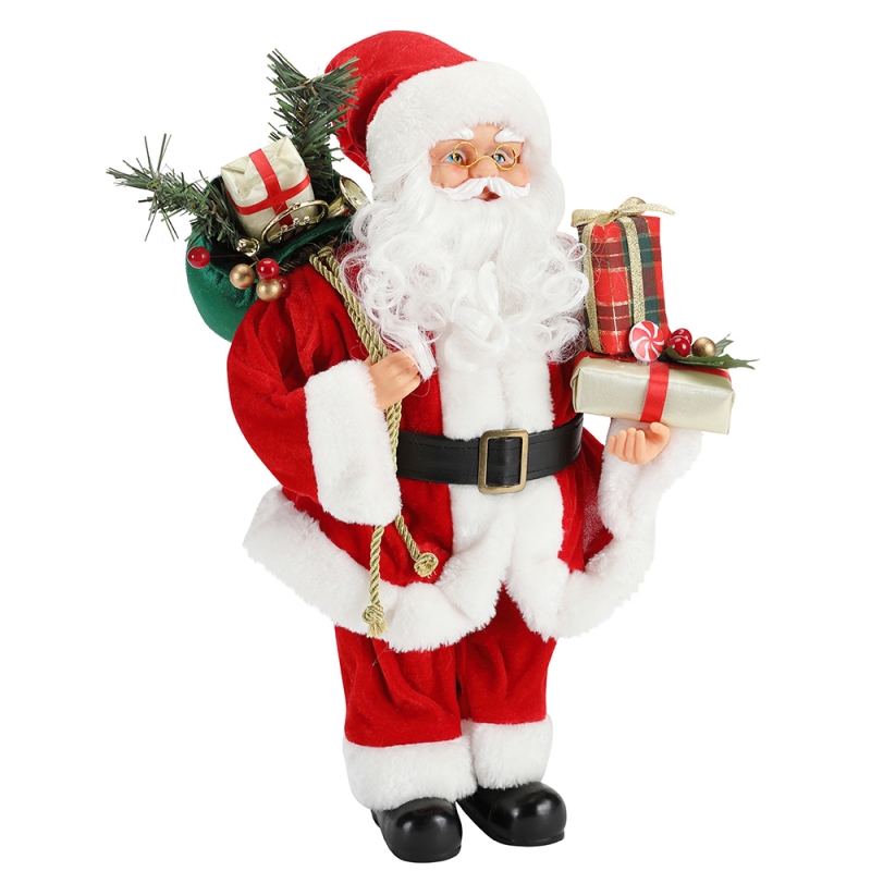 42 cm Kerstmis Standing Santa Claus Ornament Decoration Figurine Collection Stof Holiday Festival Xmas Pluche Custom Item