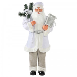 30 ~ 110 cm Kerstmis wit staande Santa Claus gift tas ornament decoratie festival vakantie figurine collectie Traditionele Kerstmis