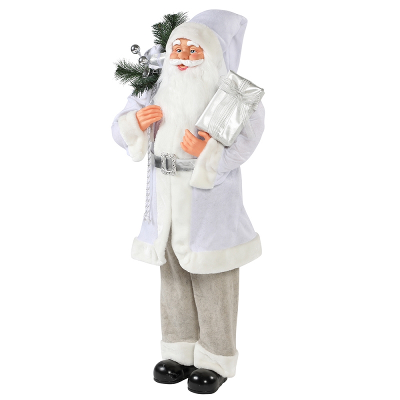 30 ~ 110 cm Kerstmis wit staande Santa Claus gift tas ornament decoratie festival vakantie figurine collectie Traditionele Kerstmis