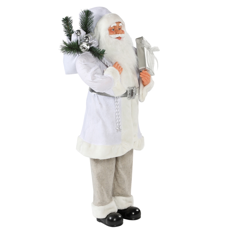30 ~ 110 cm Kerstmis wit staande Santa Claus gift tas ornament decoratie festival vakantie figurine collectie Traditionele Kerstmis
