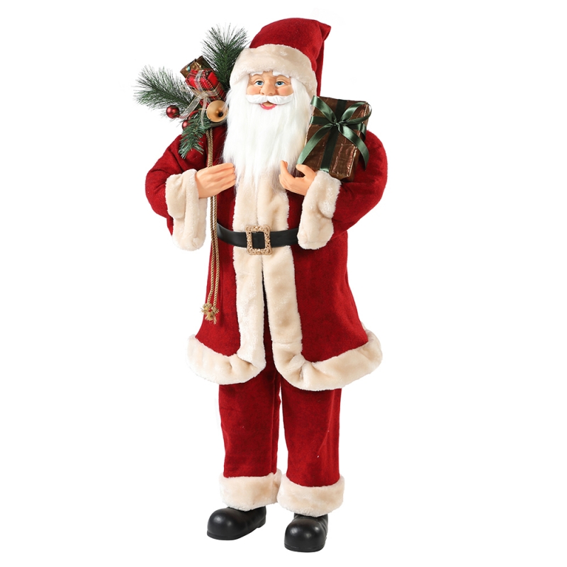 30 ~ 110 cm Kerstmis Santa Claus met Gift Bag Ornament Decoration Festival Vakantie Figurine Collection Traditionele Kerstmis