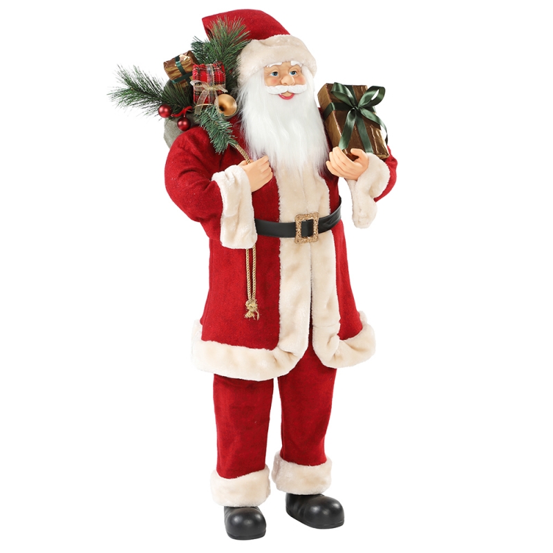 30 ~ 110 cm Kerstmis Santa Claus met Gift Bag Ornament Decoration Festival Vakantie Figurine Collection Traditionele Kerstmis