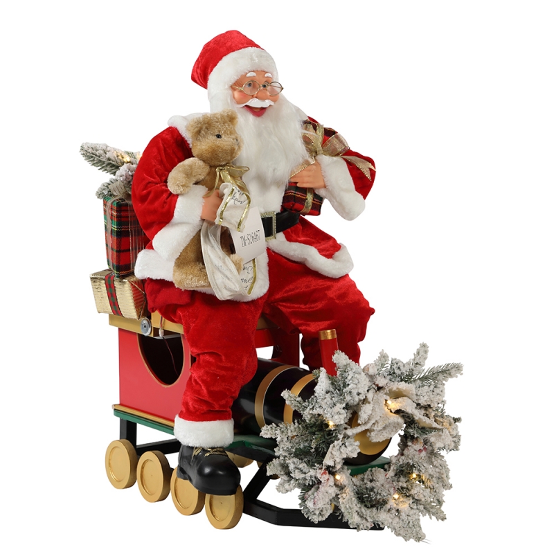 60/90cm Kersttrein Santa Claus met verlichting Ornament Decoratie Festival Vakantie Figurine Collectie Traditionele Kerstmis