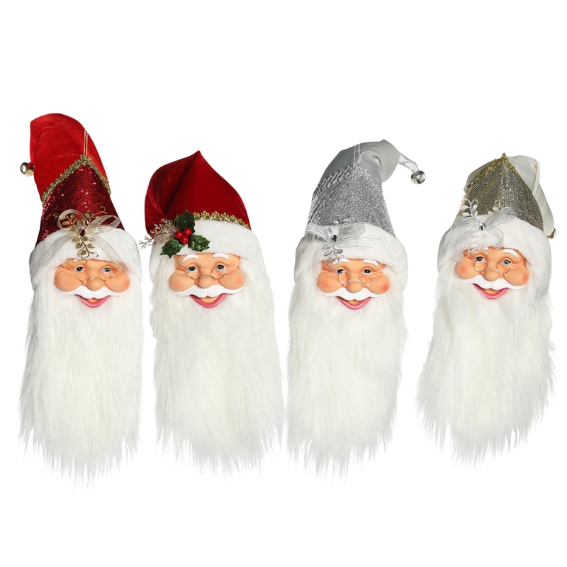 20 ~ 70 cm Kerst Santa Claus Hoofd Ornamenten Decoraties Boom Opknoping Figurines Collectie Doll Hanger Kleine Traditionele Kerstmis