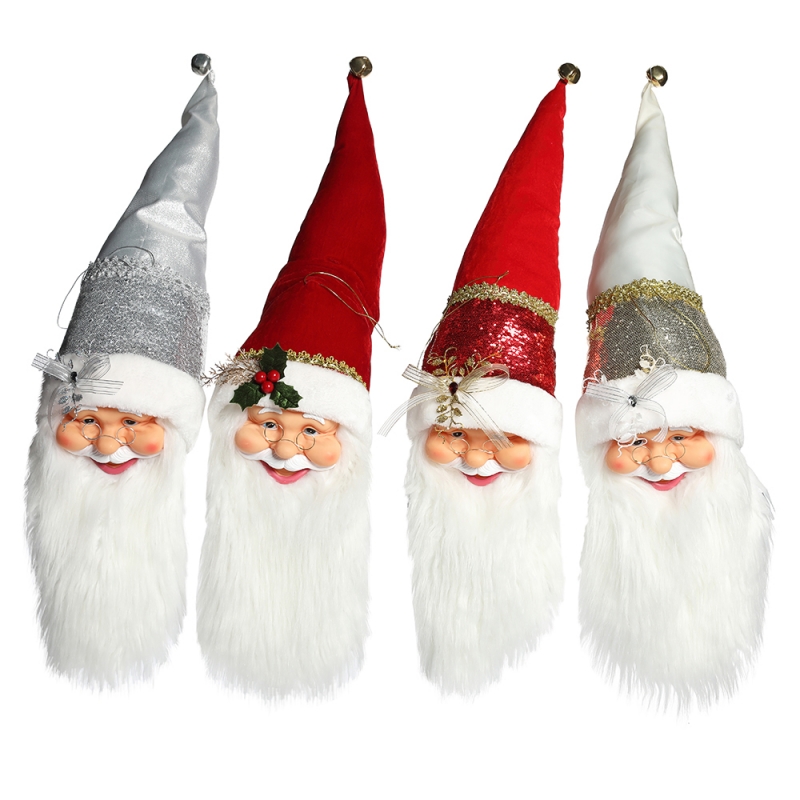 20 ~ 70 cm Kerst Santa Claus Hoofd Ornamenten Decoraties Boom Opknoping Figurines Collectie Doll Hanger Kleine Traditionele Kerstmis