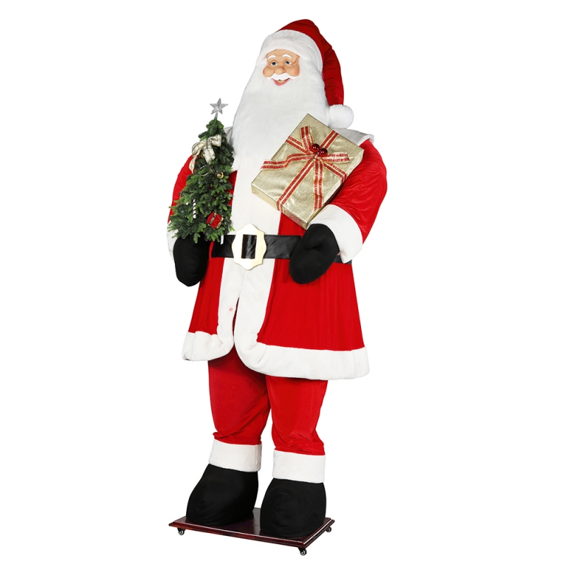 3.8m Big Christmas Santa Claus met Boom en Gift Tas Led Light Rise en Down Show Tentoonstelling Decoration Holiday Festival Luxury