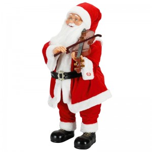 80cm Geanimeerde Kerstverlichting Muzikale Santa Claus met Fiddle Ornament Decoration Traditional Holiday Figurine Collection