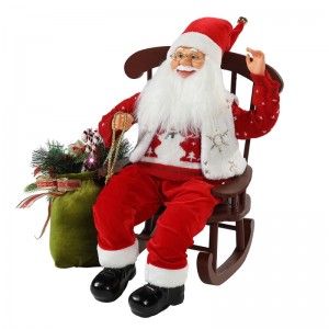 55 cm stoel geanimeerde Santa Claus met licht kerst ornament figurine decoratie xmas poppen vakantie collectie thuis geschenken