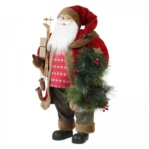 30 ~ 110 cm Kerst staande Santa Claus met krans ornament decoratie traditionele figurine collectie xmas serie