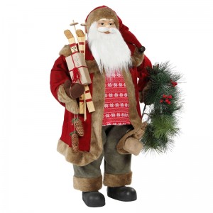 30 ~ 110 cm Kerst staande Santa Claus met krans ornament decoratie traditionele figurine collectie xmas serie