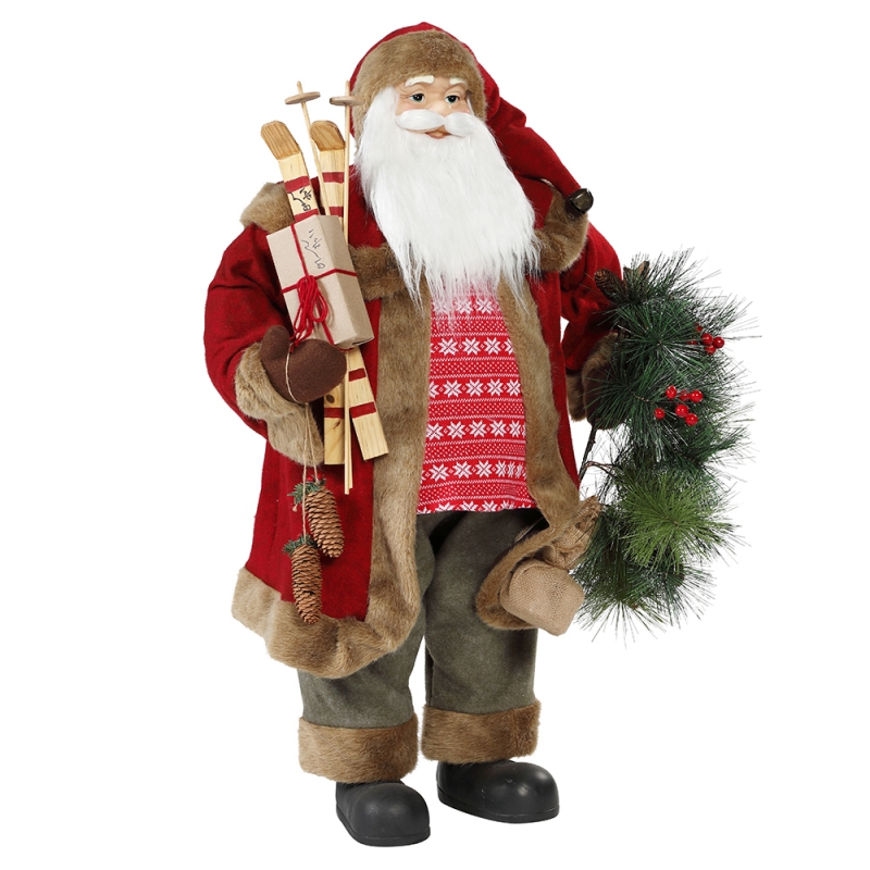 30 ~ 110 cm Kerst staande Santa Claus met krans ornament decoratie traditionele figurine collectie xmas serie