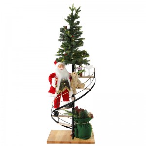 60cm Kersttrap Trap Santa Claus met verlichting Muzikale Ornament Decoratie Festival Vakantie Figurine Collectie Traditioneel