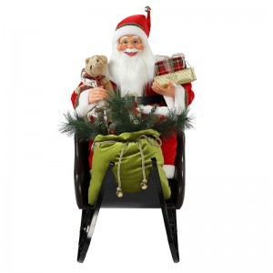 80cm zit slee Santa Claus met verlichting Ornament Christmas Decortraditional Holiday Figurine Collection