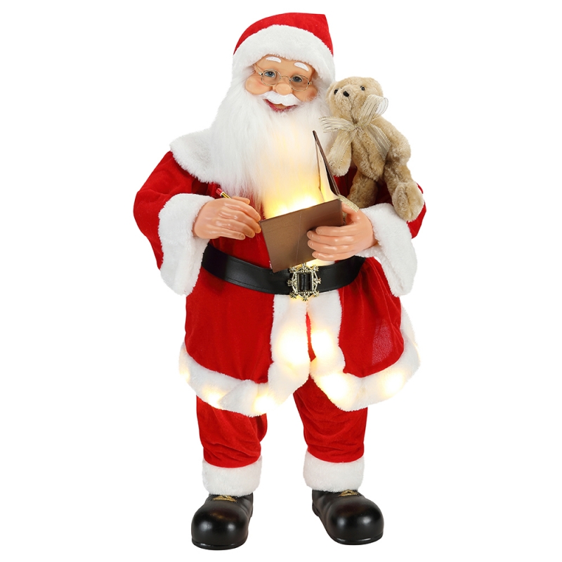 80cm geanimeerde kerst schrijven Santa Claus met verlichting muzikale ornament decoratie traditionele vakantie figurine collectie