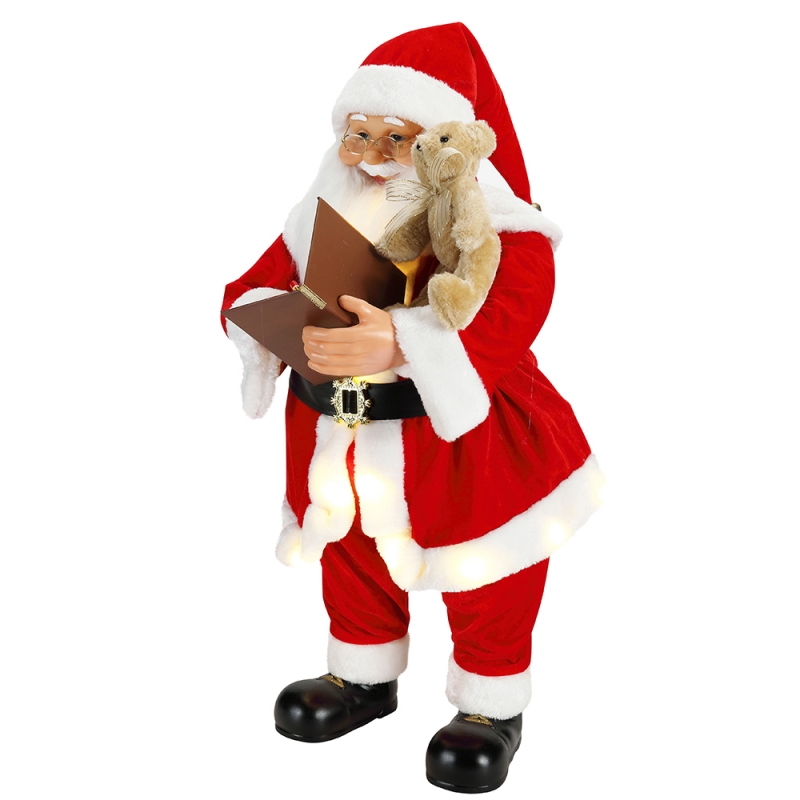 80cm geanimeerde kerst schrijven Santa Claus met verlichting muzikale ornament decoratie traditionele vakantie figurine collectie