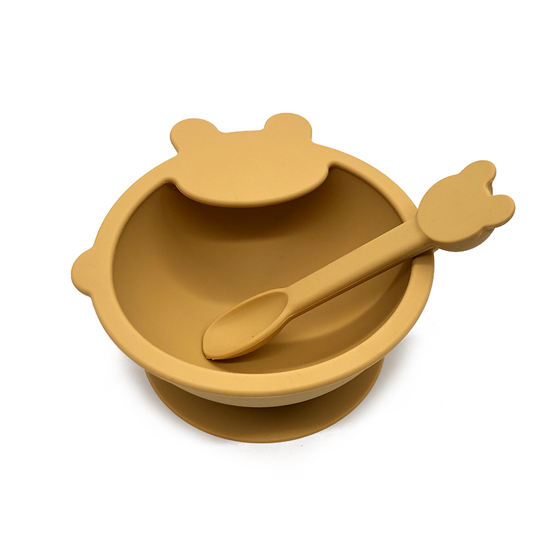 Food Grade Silicone Baby Bowls met zuiging, voedingssets voor baby