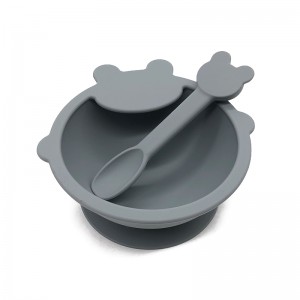 Food Grade Silicone Baby Bowls met zuiging, voedingssets voor baby