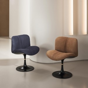 Italiaanse Minimalistische Luxe Designer Fiberglass Moderne Lederen Lounge Swivel Accent Stoel voor Woonkamer
