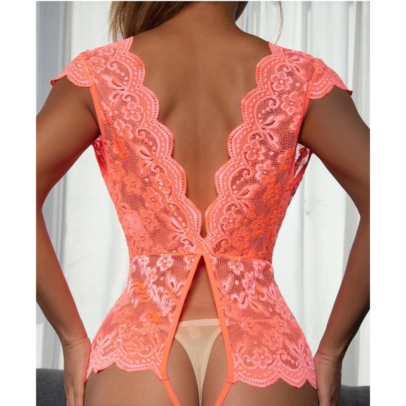 Dropshipping Diepe V Slunge Eule-Piece Lingerie Kant Transparante Nachtkleding Bodysuit Sexy Lingeries Dames Materiaal Spandex/Katoen · Decoration Lace