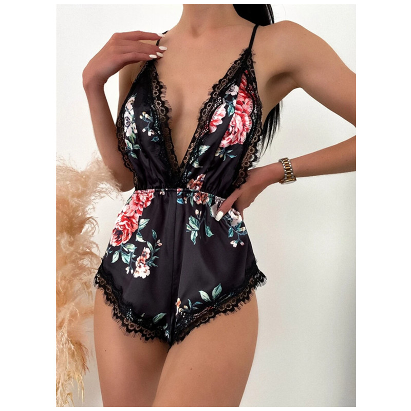 Sexy Hollow Out Floral Bodysuit High Cut V-hals Lingerie Teddy Ultra Dunne Ademend Vrouwen Erotische Sexy Lingeriehot Sale Products