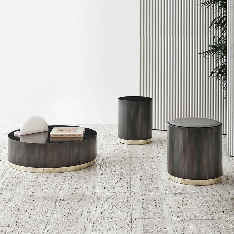 Italiaanse design moderne luxe roestvrijstalen koffietafel ronde bijzettafel voor woonkamermeubilair