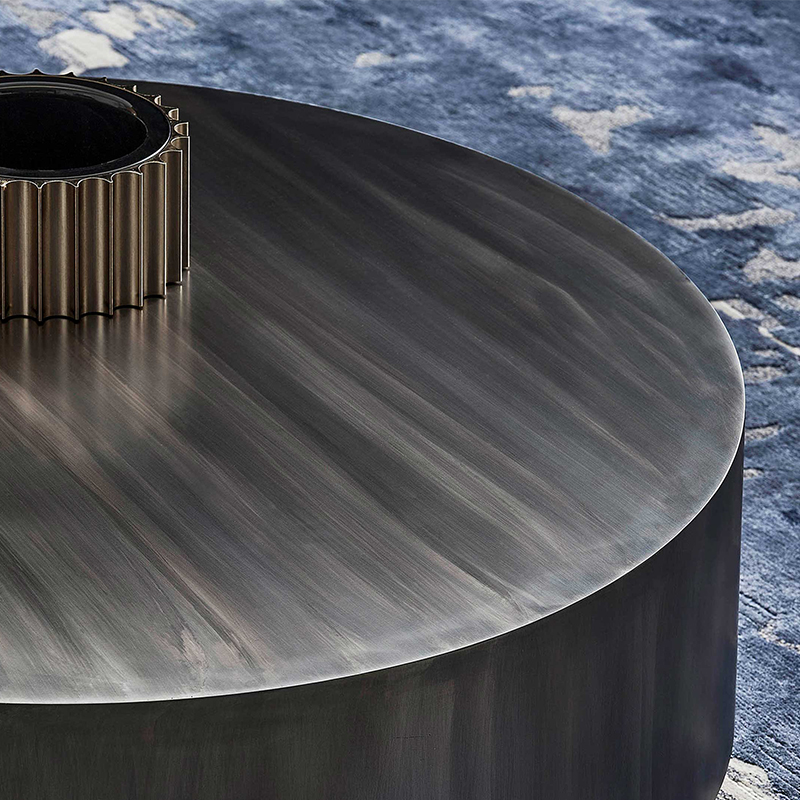 Italiaanse design moderne luxe roestvrijstalen koffietafel ronde bijzettafel voor woonkamermeubilair