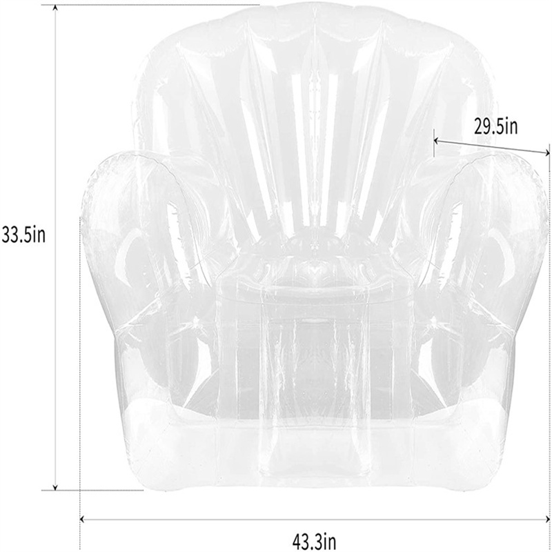 PVC transparante opblaasbare sofa, buitenslagkamer balkon vrije tijd, enkele opblaasbare opvouwbare stoel